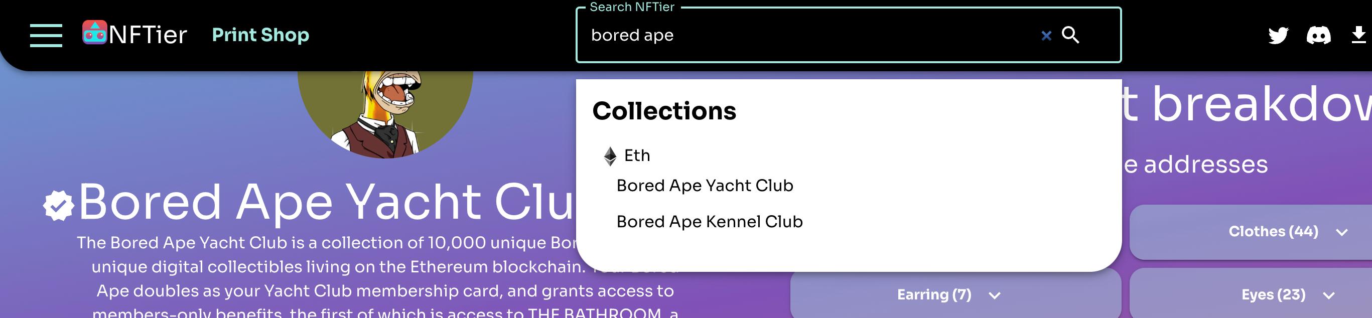Finding collections by search bar